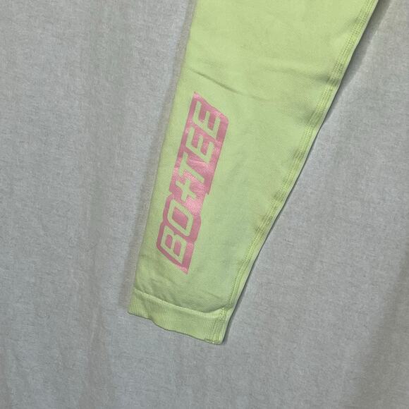 Bo and Tee High Rise Crop Neon Green Leggings NEW Logo on Leg Size XS Petite - Picture 4 of 11